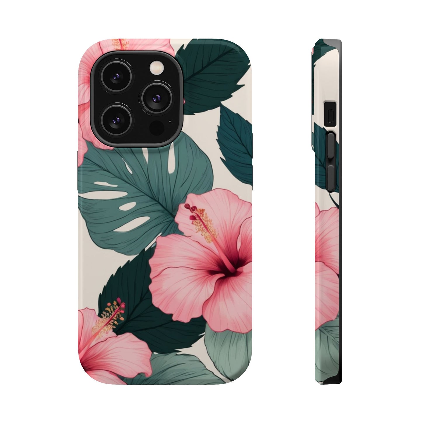 Tropical Hibiscus Magnetic Tough Phone Case for iPhone 13 14 15 16 Models
