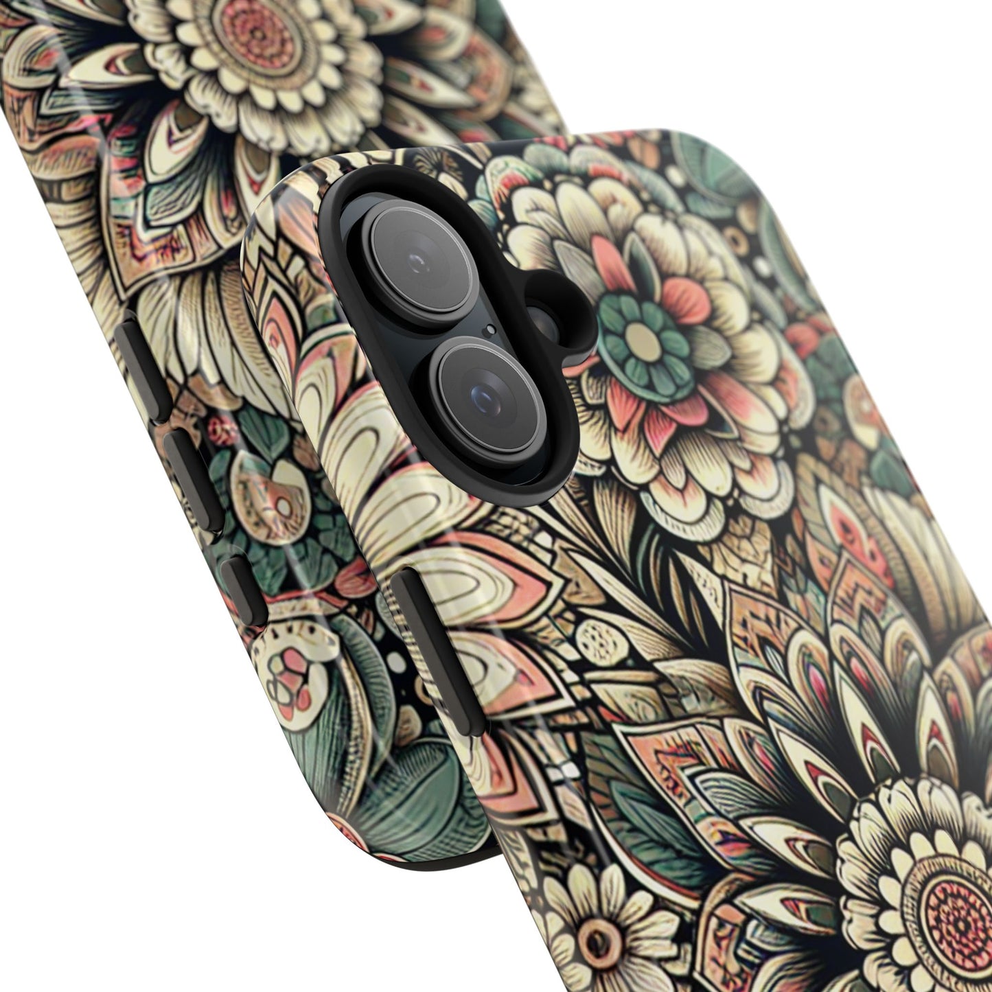 Boho Floral Tough Case for iPhone 16 15 14 13 12 11 X 8 7 Samsung Galaxy S24 S23 S22 S21