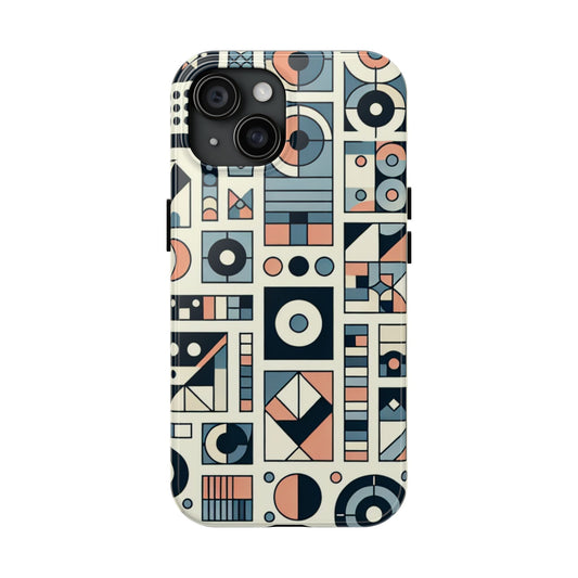 Geometric Print Tough Phone Case for iPhone 16 15 14 13 12 11 X 8 7 Samsung Galaxy S24 S23 S22 S21