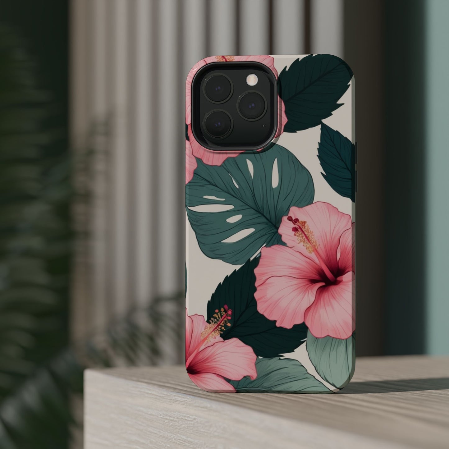 Tropical Hibiscus Magnetic Tough Phone Case for iPhone 13 14 15 16 Models