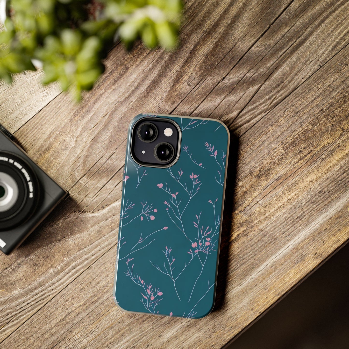 Teal Floral Tough Phone Case