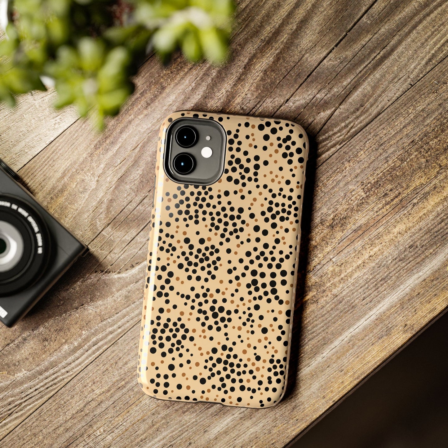 Tan and Black Dot Tough Phone Case
