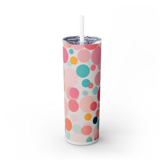 Colorful Polka Dot 20oz Skinny Tumbler with Straw - Fun & Stylish Drinkware