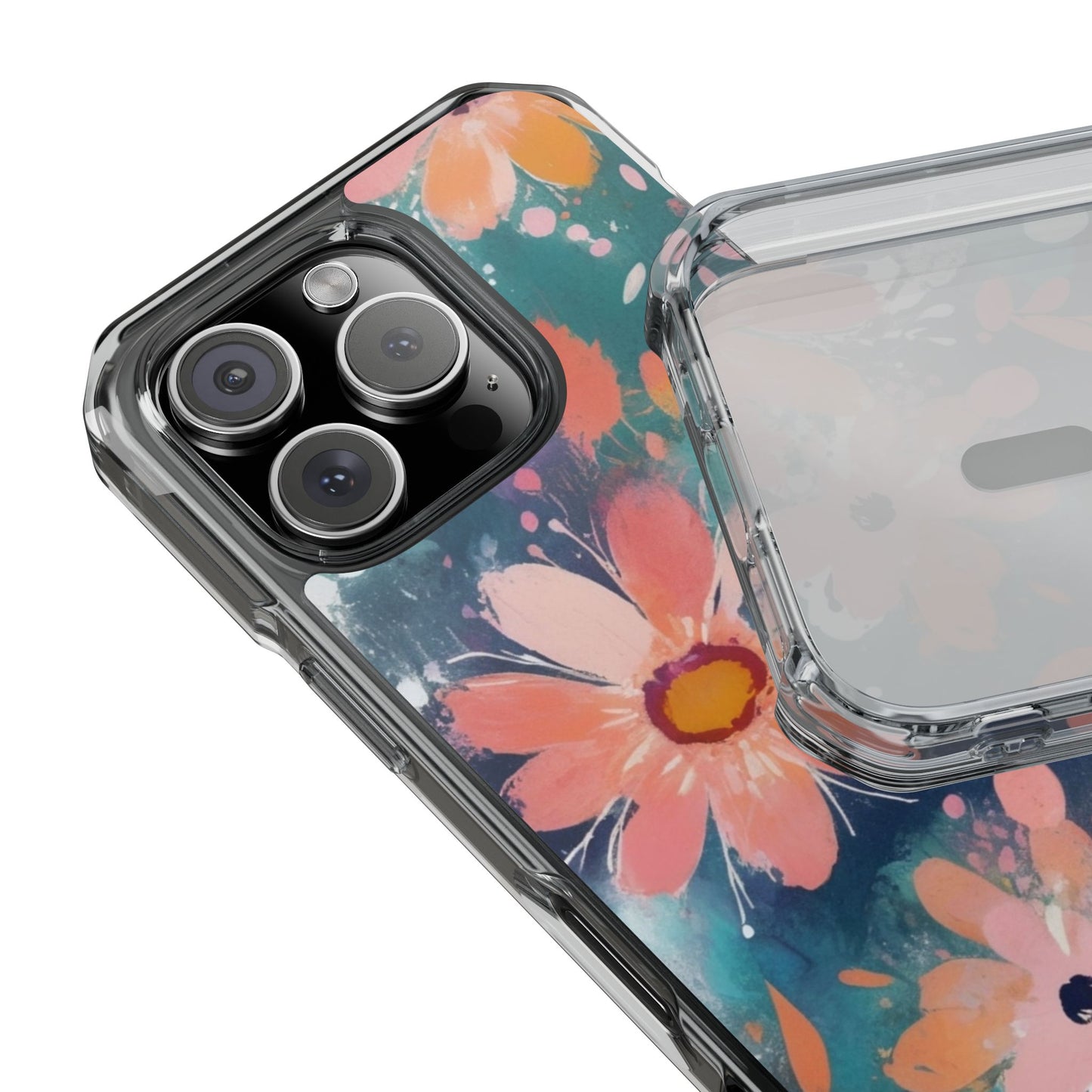 Pastel Floral Magnetic Clear Impact Case for iPhone 16 15 14