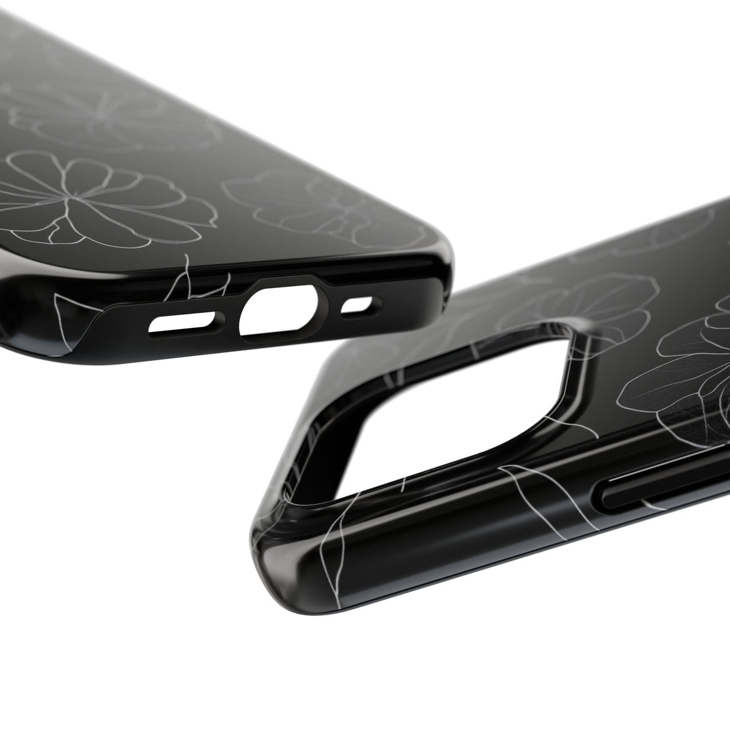 Black Floral Tough Phone Case