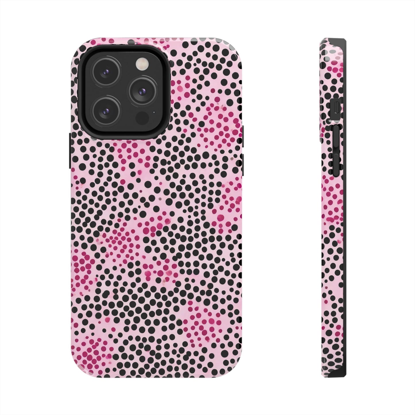 Pink and Black Dot Design Tough Phone Case