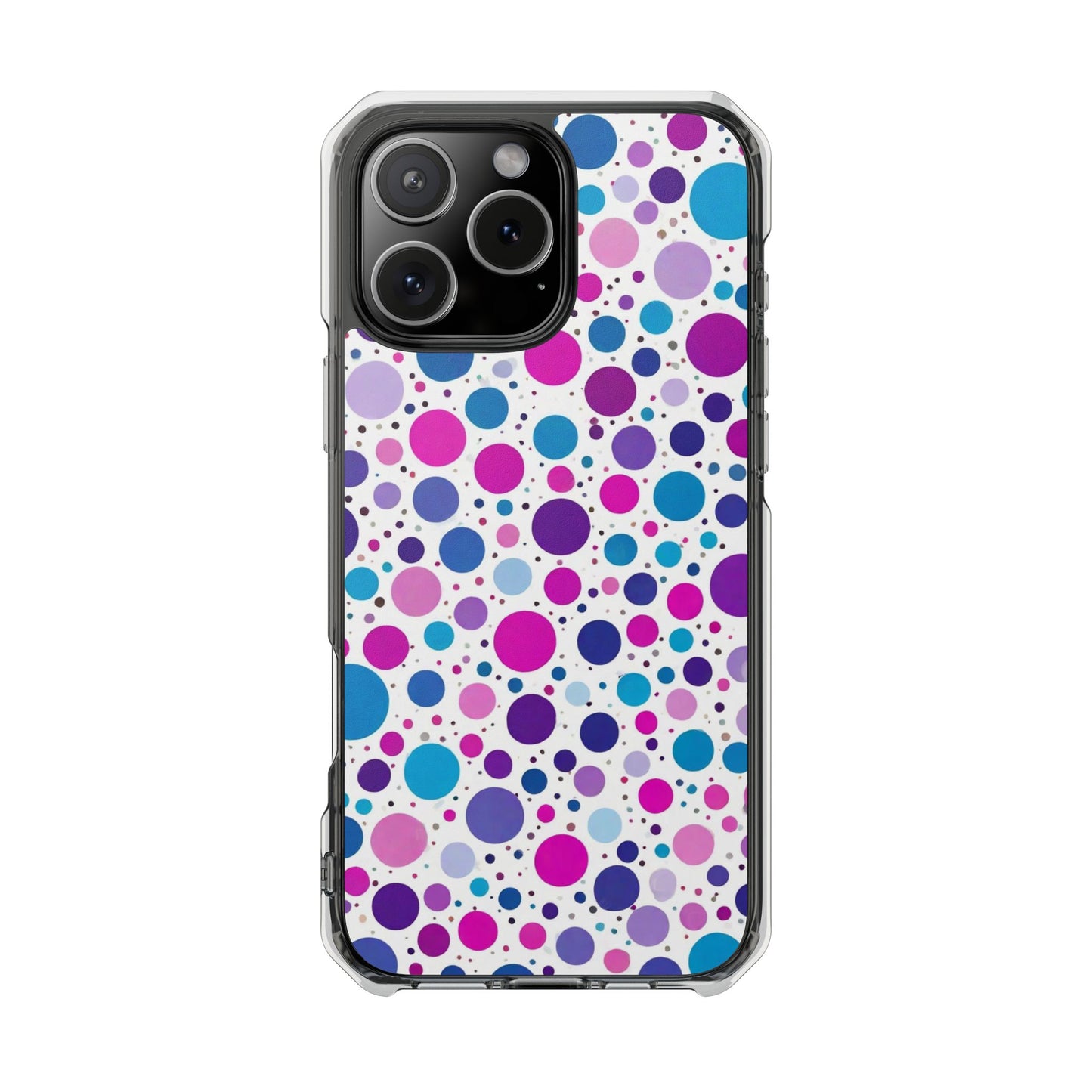 Polka Dot Design Magnetic Clear Impact Case for iPhone 16 15 14