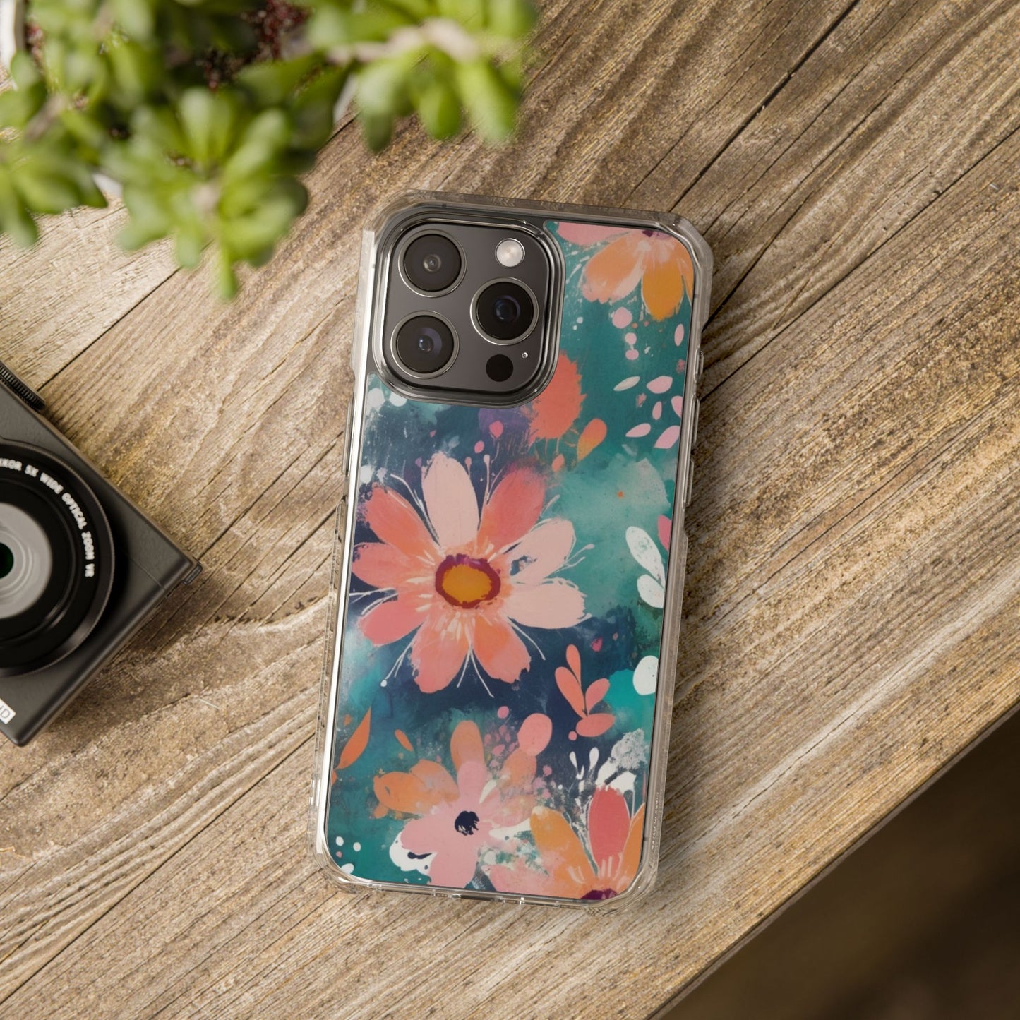 Pastel Floral Magnetic Clear Impact Case for iPhone 16 15 14