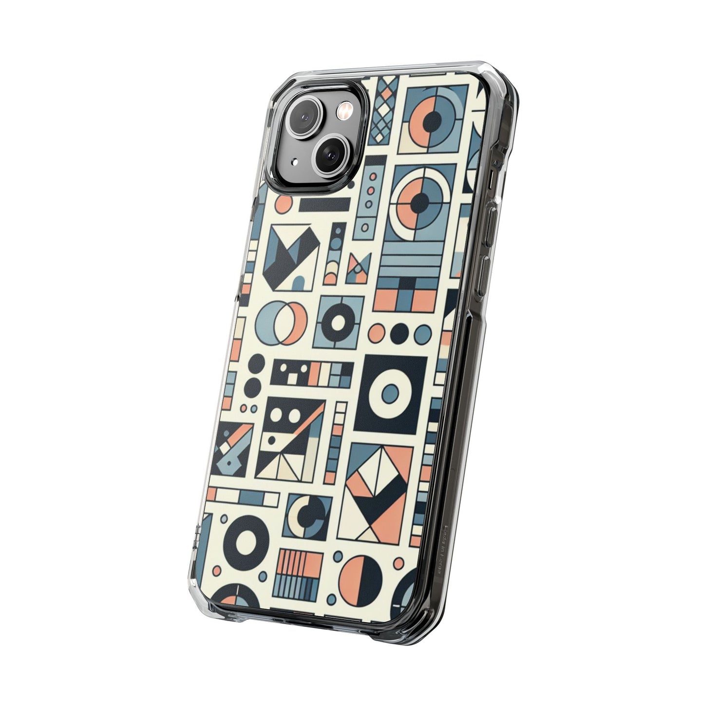Geometric Print Magnetic Clear Impact Case for iPhone 16 15 14