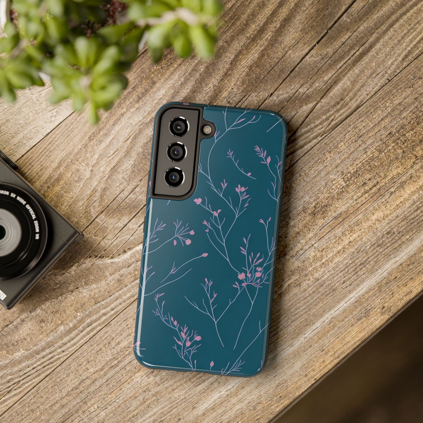 Teal Floral Tough Phone Case