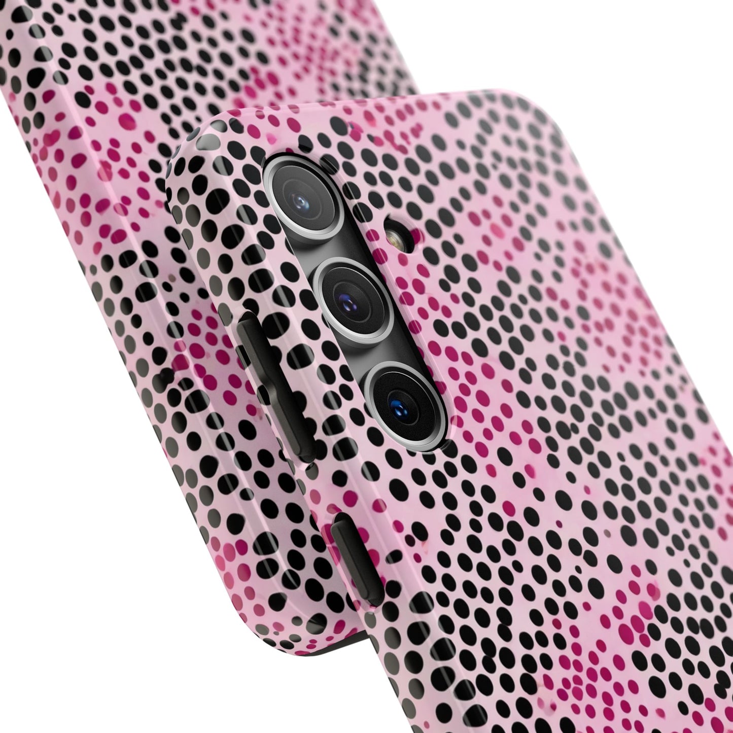 Pink and Black Dot Design Tough Phone Case