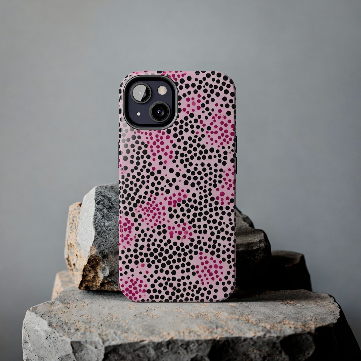 Pink and Black Dot Design Tough Phone Case