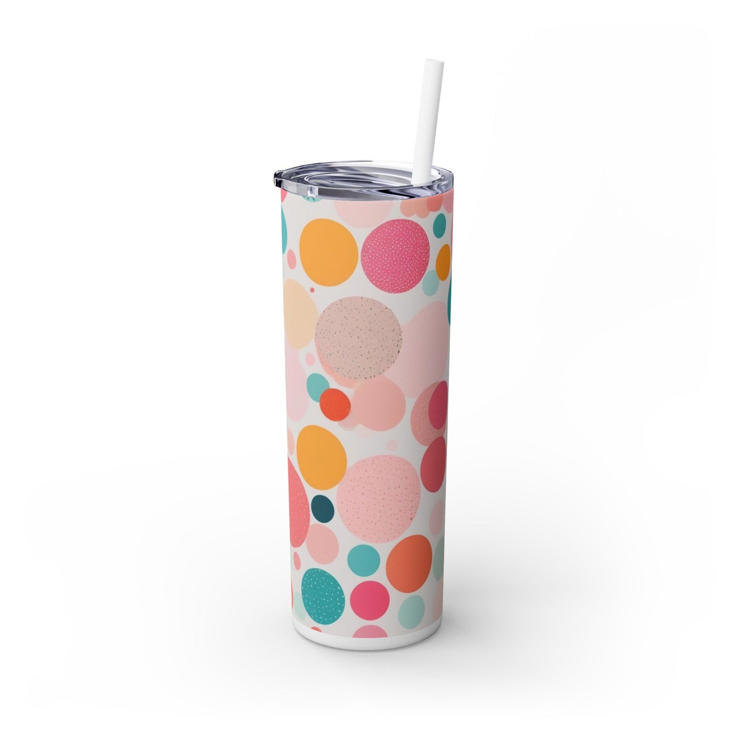 Colorful Polka Dot 20oz Skinny Tumbler with Straw - Fun & Stylish Drinkware