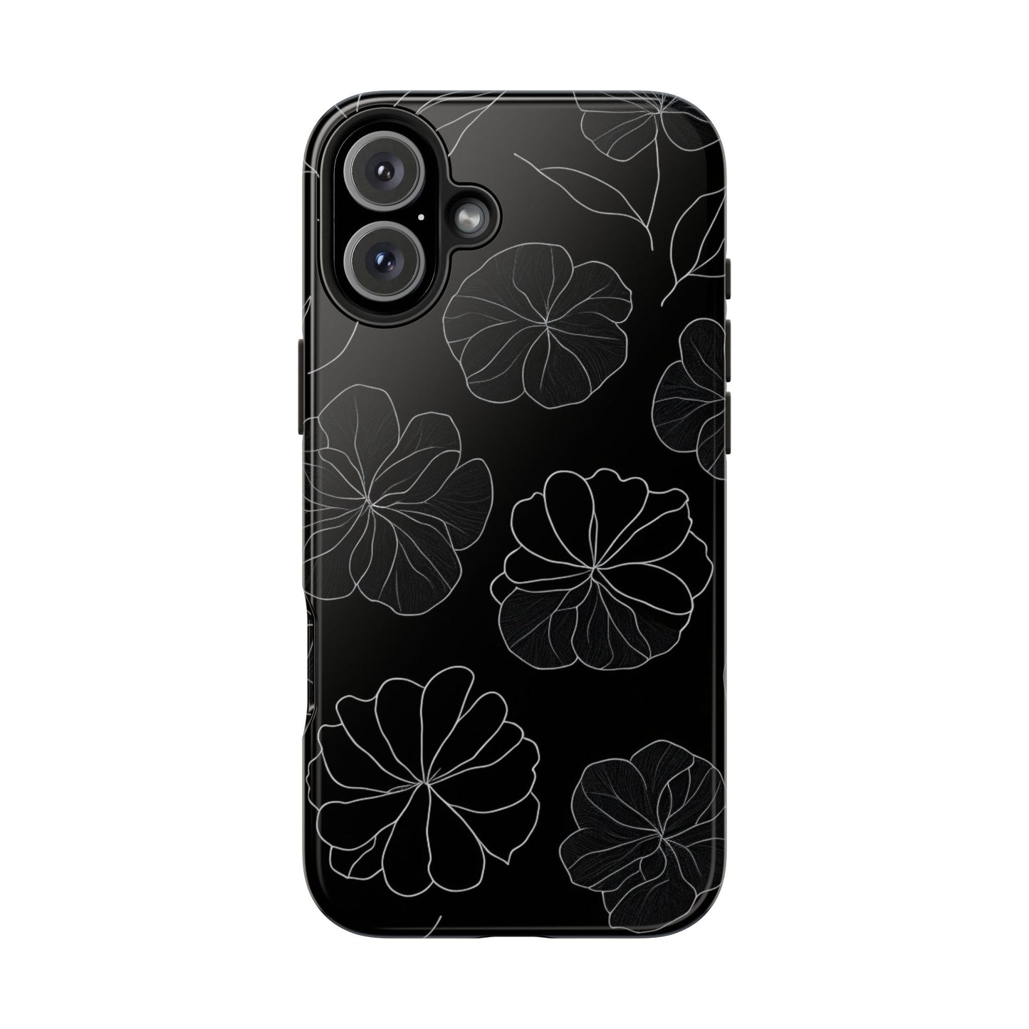 Black Floral Tough Phone Case
