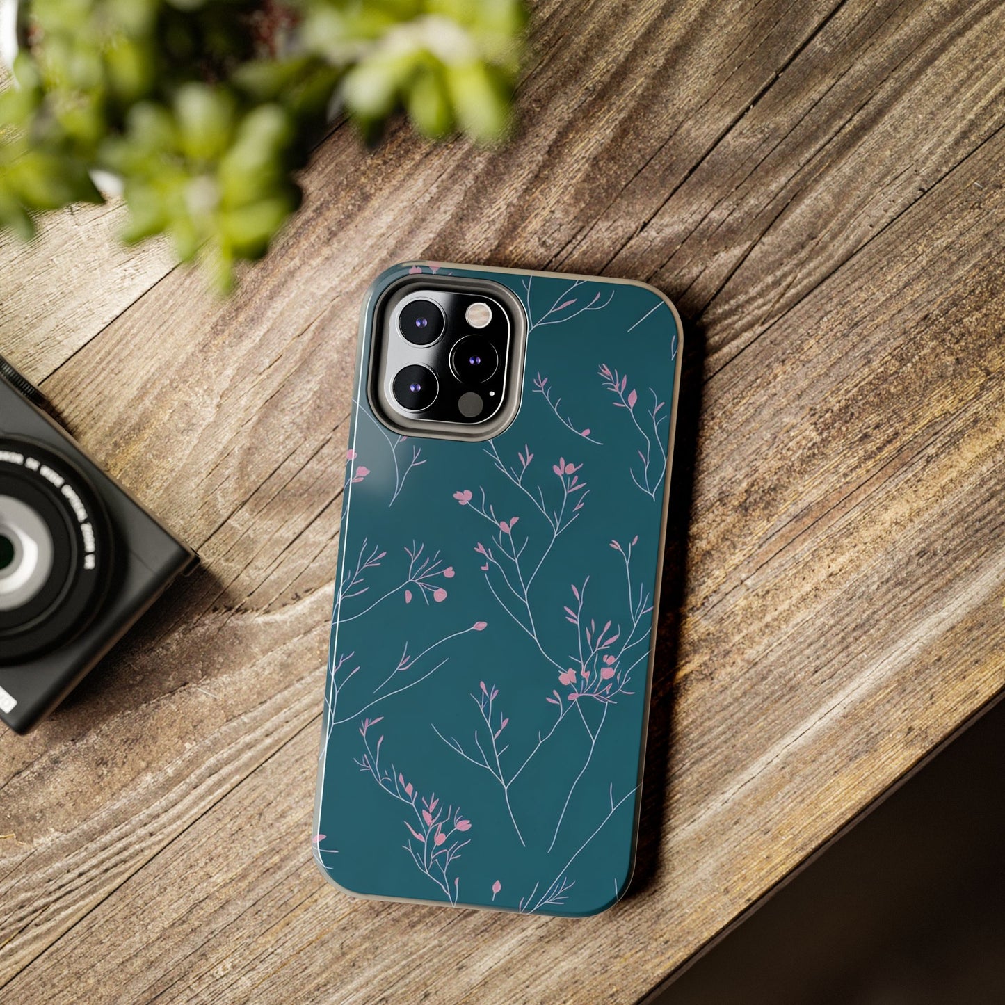 Teal Floral Tough Phone Case