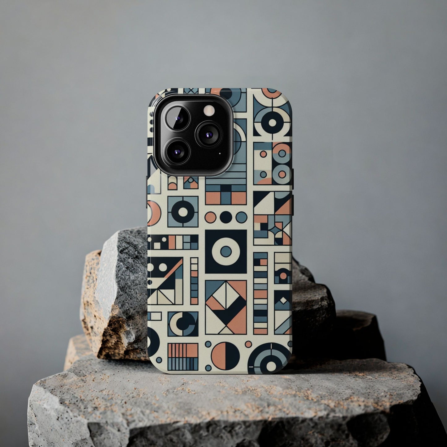 Geometric Print Tough Phone Case for iPhone 16 15 14 13 12 11 X 8 7 Samsung Galaxy S24 S23 S22 S21