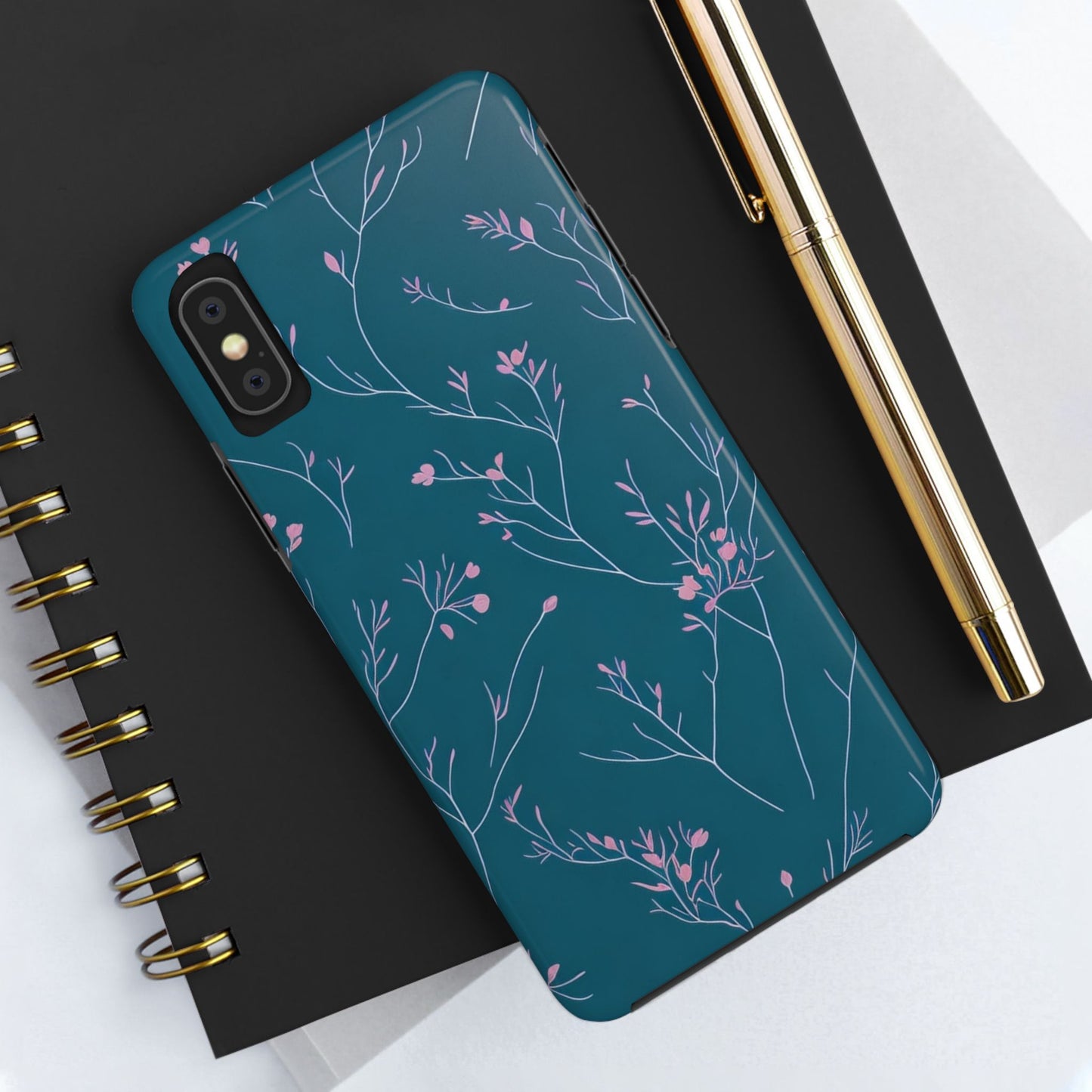 Teal Floral Tough Phone Case