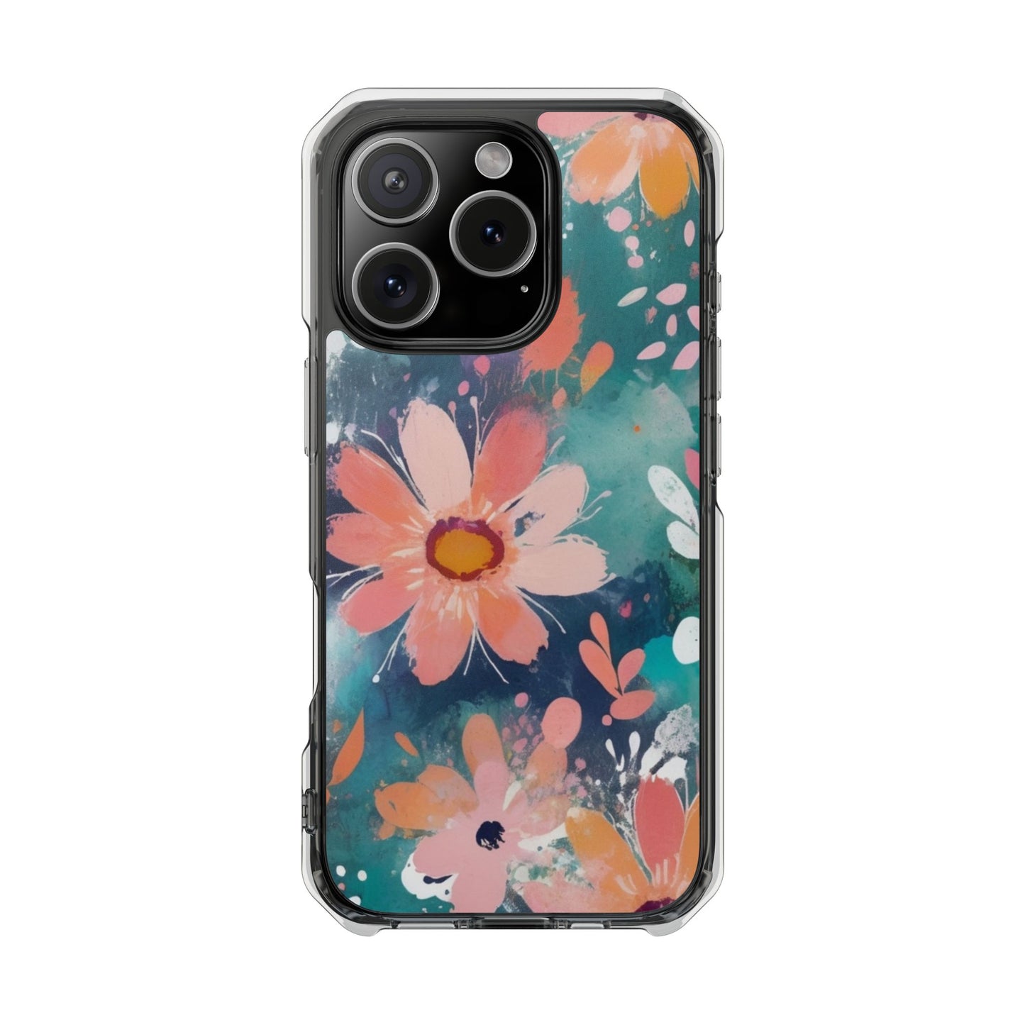 Pastel Floral Magnetic Clear Impact Case for iPhone 16 15 14