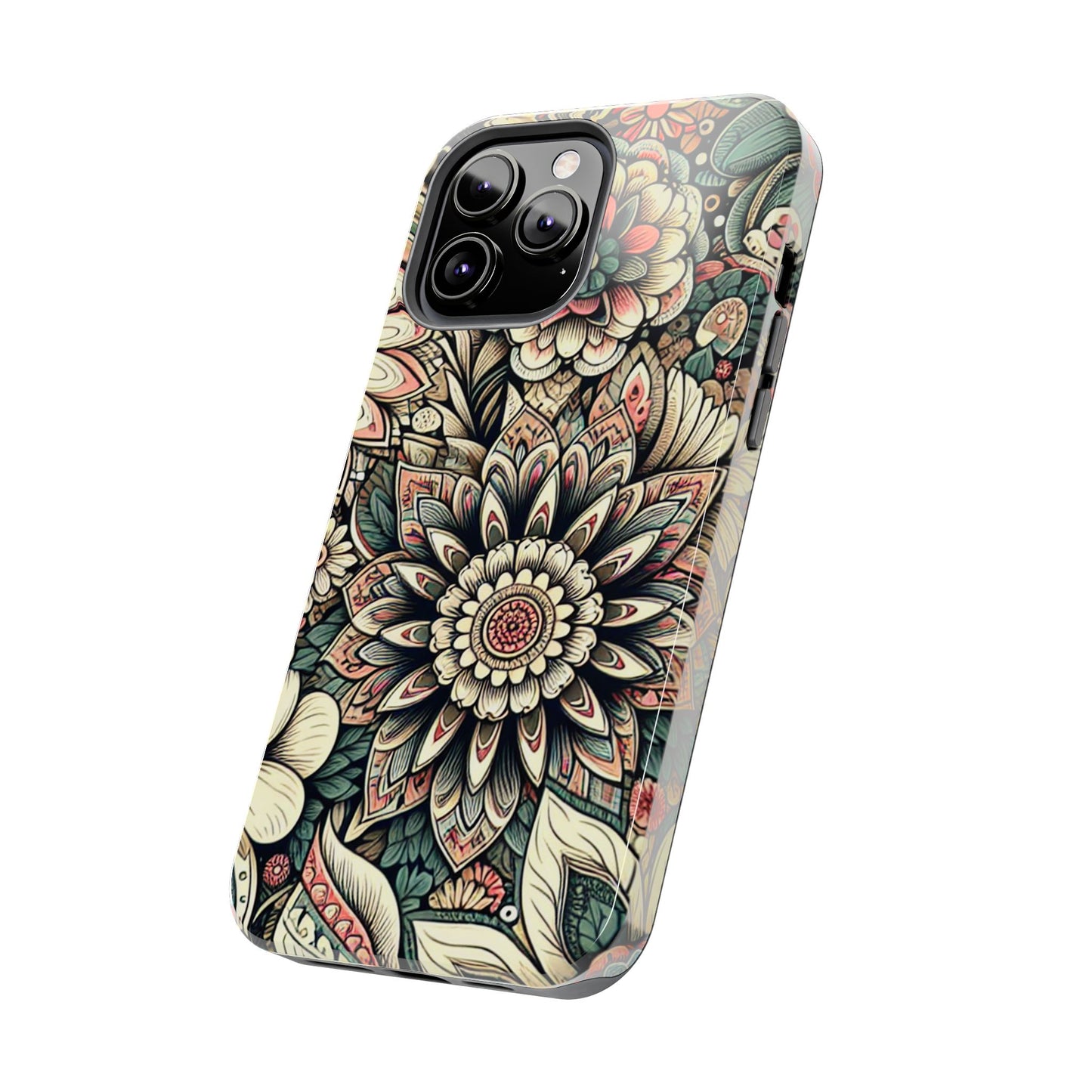 Boho Floral Tough Case for iPhone 16 15 14 13 12 11 X 8 7 Samsung Galaxy S24 S23 S22 S21