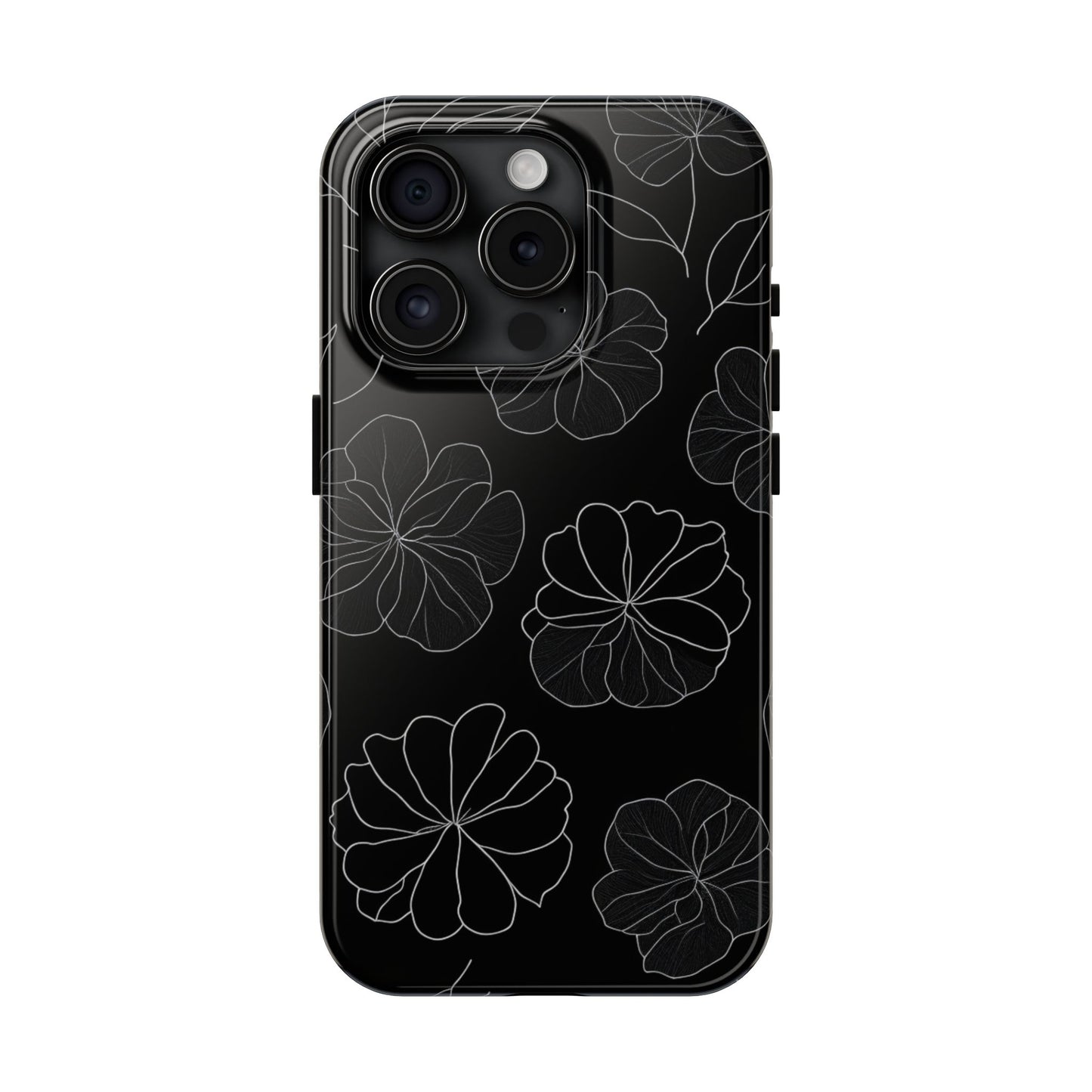 Black Floral Tough Phone Case