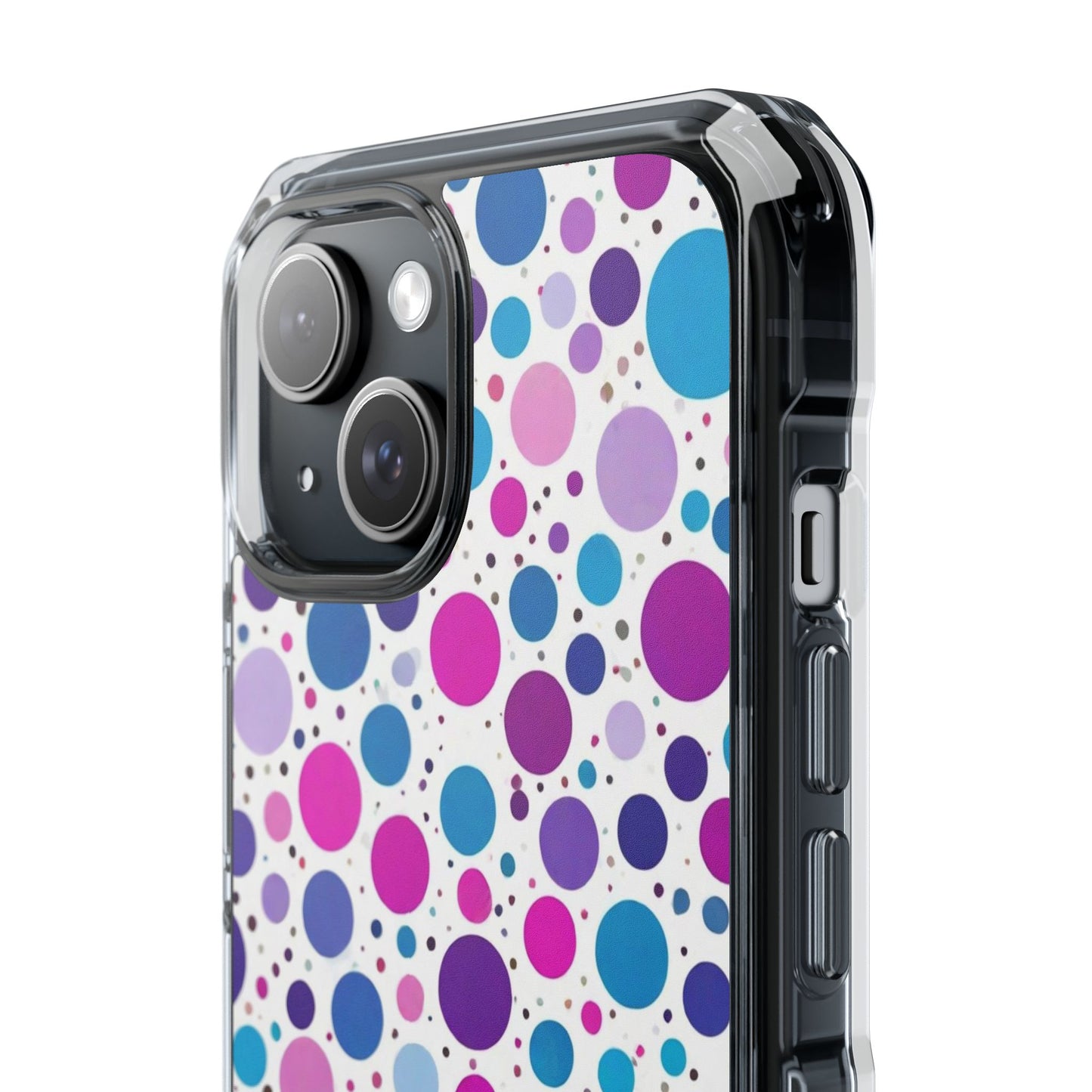 Polka Dot Design Magnetic Clear Impact Case for iPhone 16 15 14