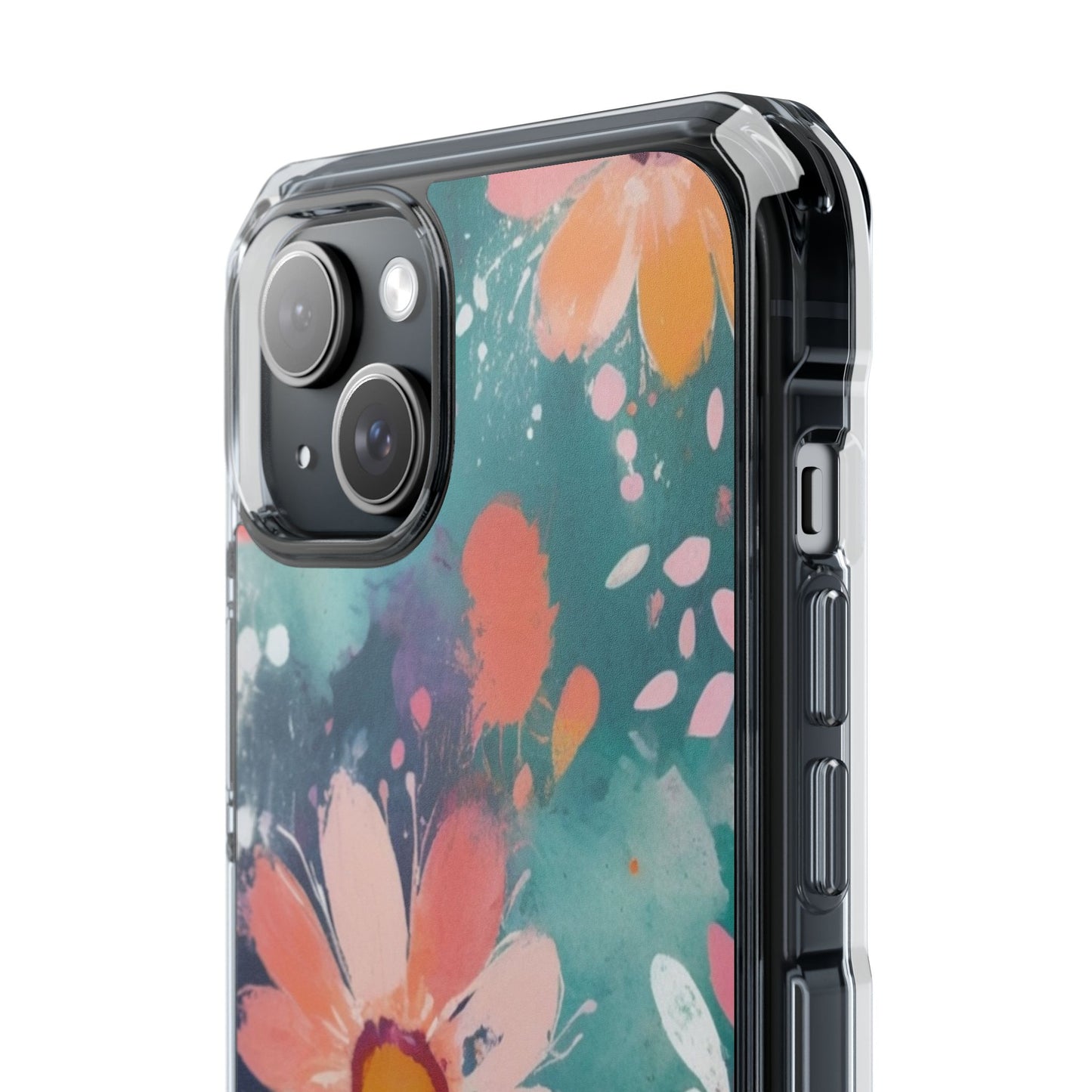 Pastel Floral Magnetic Clear Impact Case for iPhone 16 15 14
