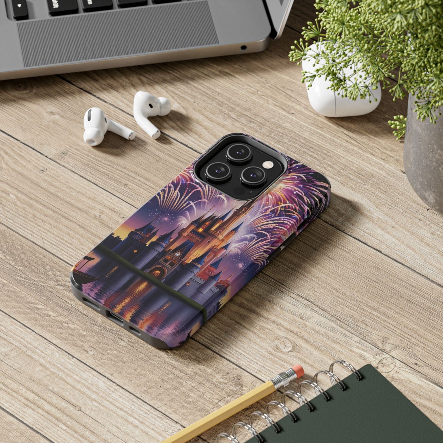Magical Castle and Fireworks Tough Phone Case for iPhone 16 15 14 13 12 11 X 8 7 Samsung Galaxy S24 S23 S22 S21
