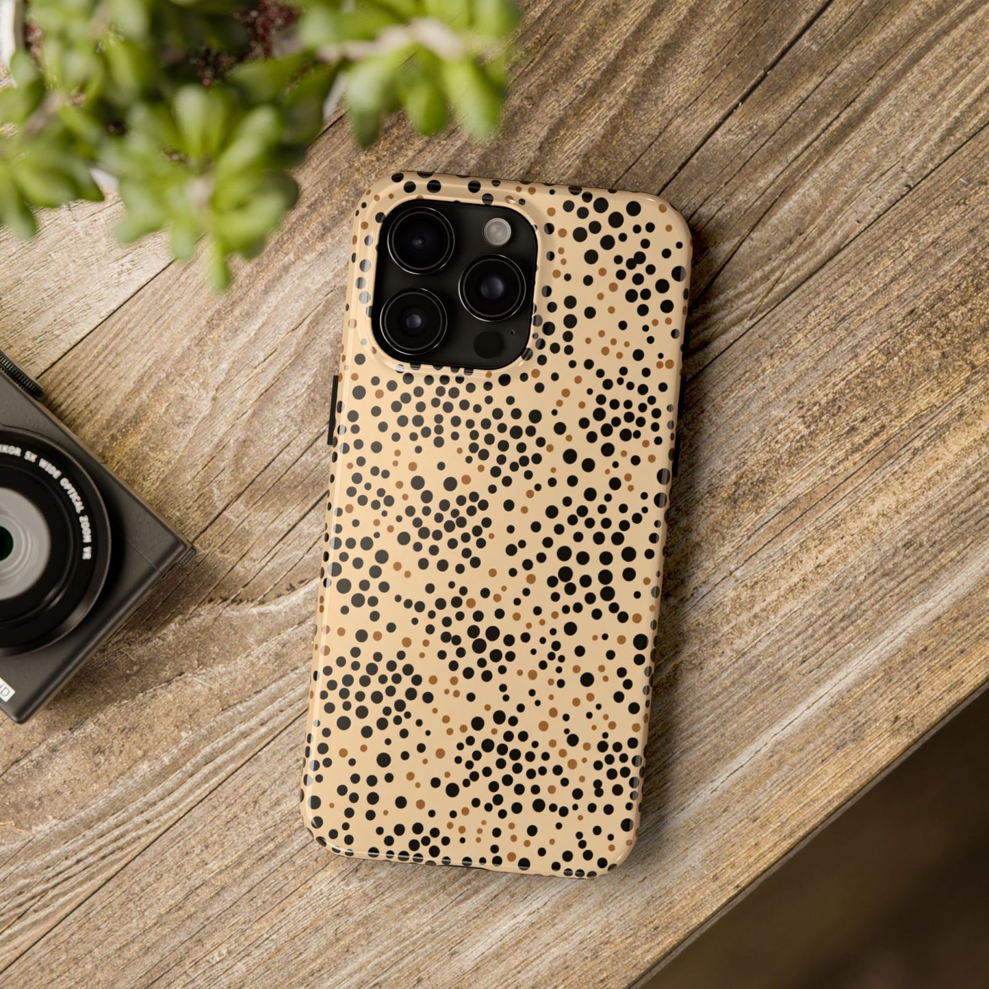 Tan and Black Dot Tough Phone Case