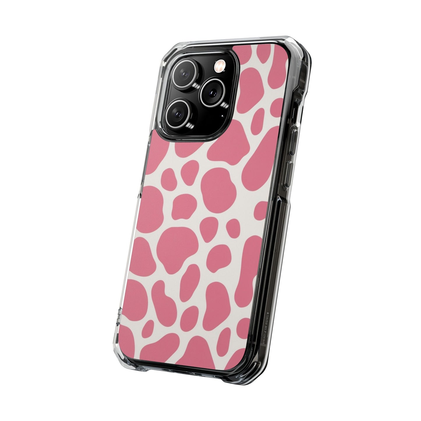 Pink Giraffe Print Magnetic Clear Impact Case for iPhone 16 15 14