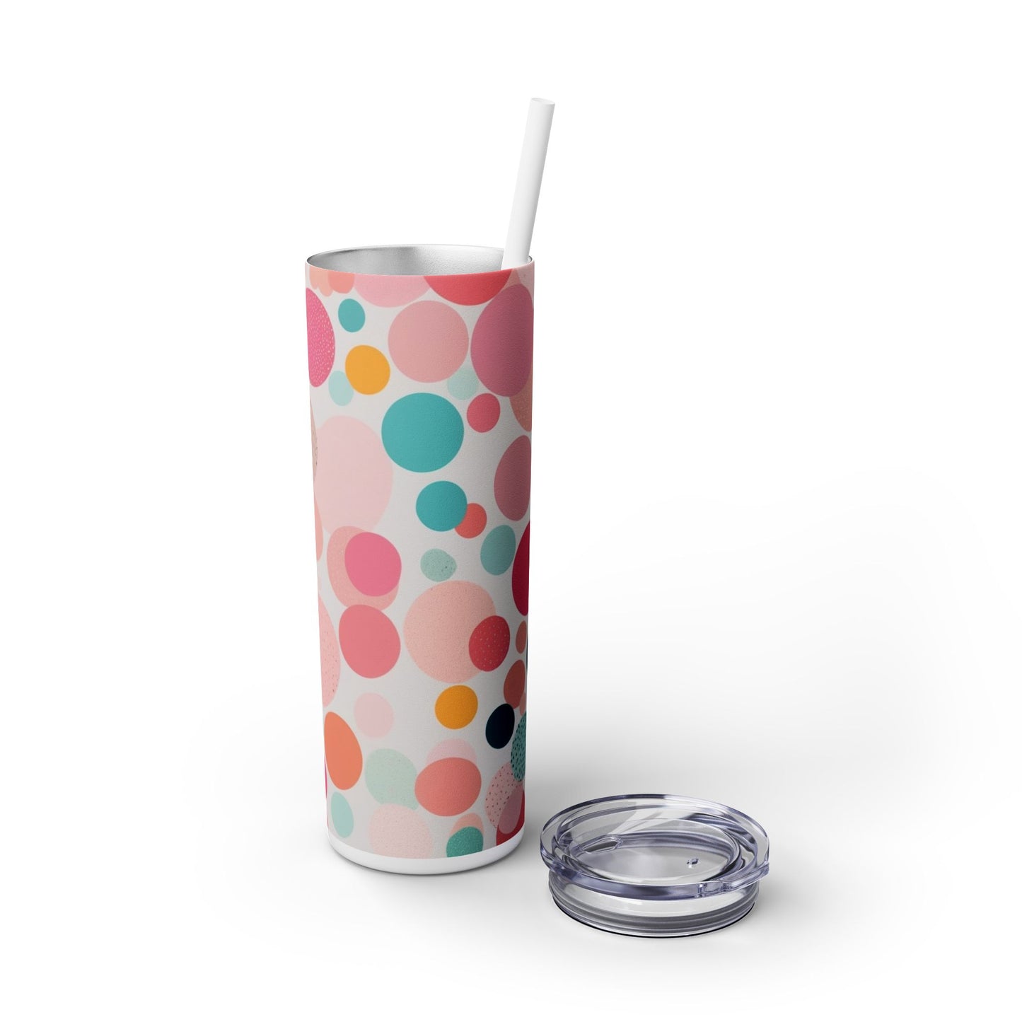 Colorful Polka Dot 20oz Skinny Tumbler with Straw - Fun & Stylish Drinkware