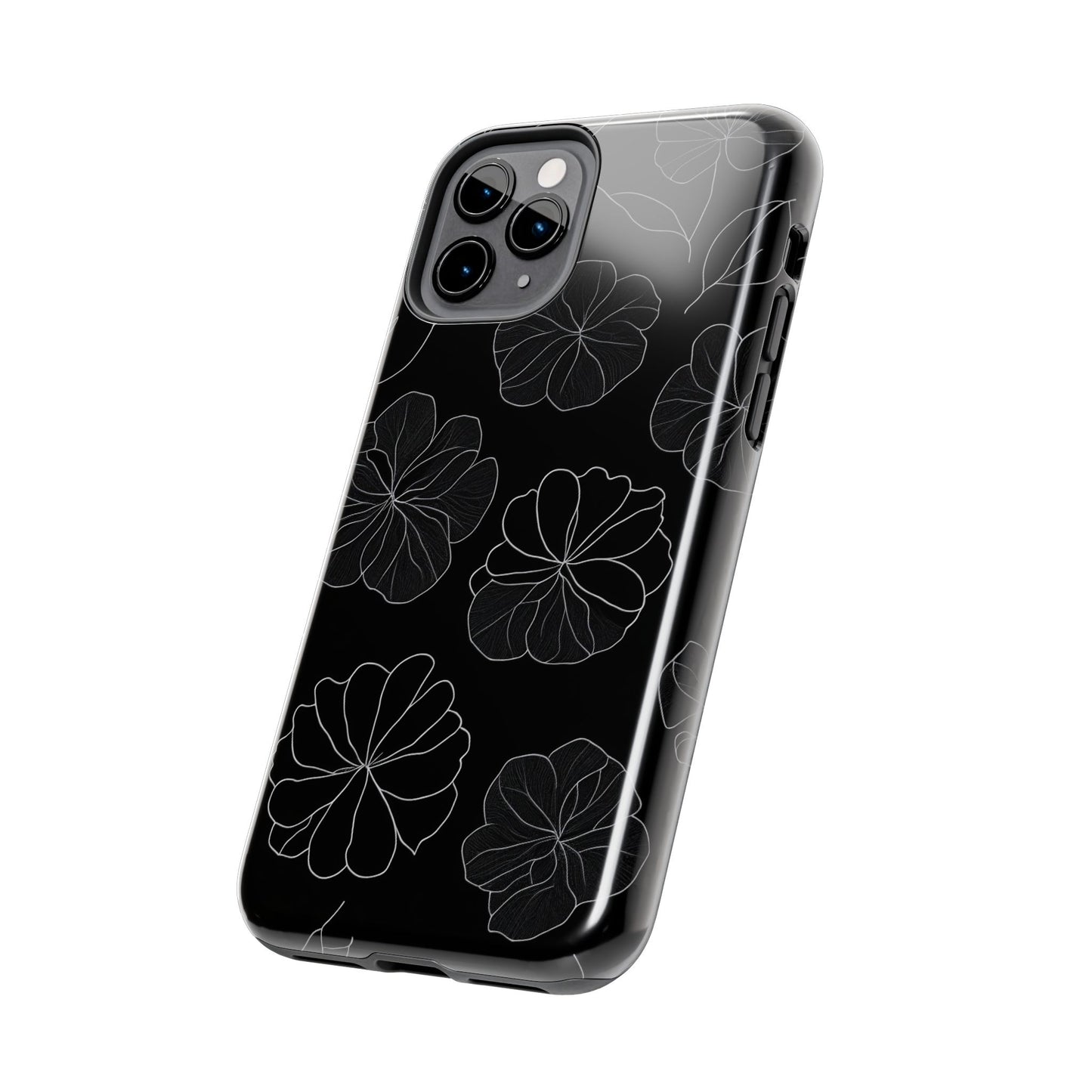 Black Floral Tough Phone Case