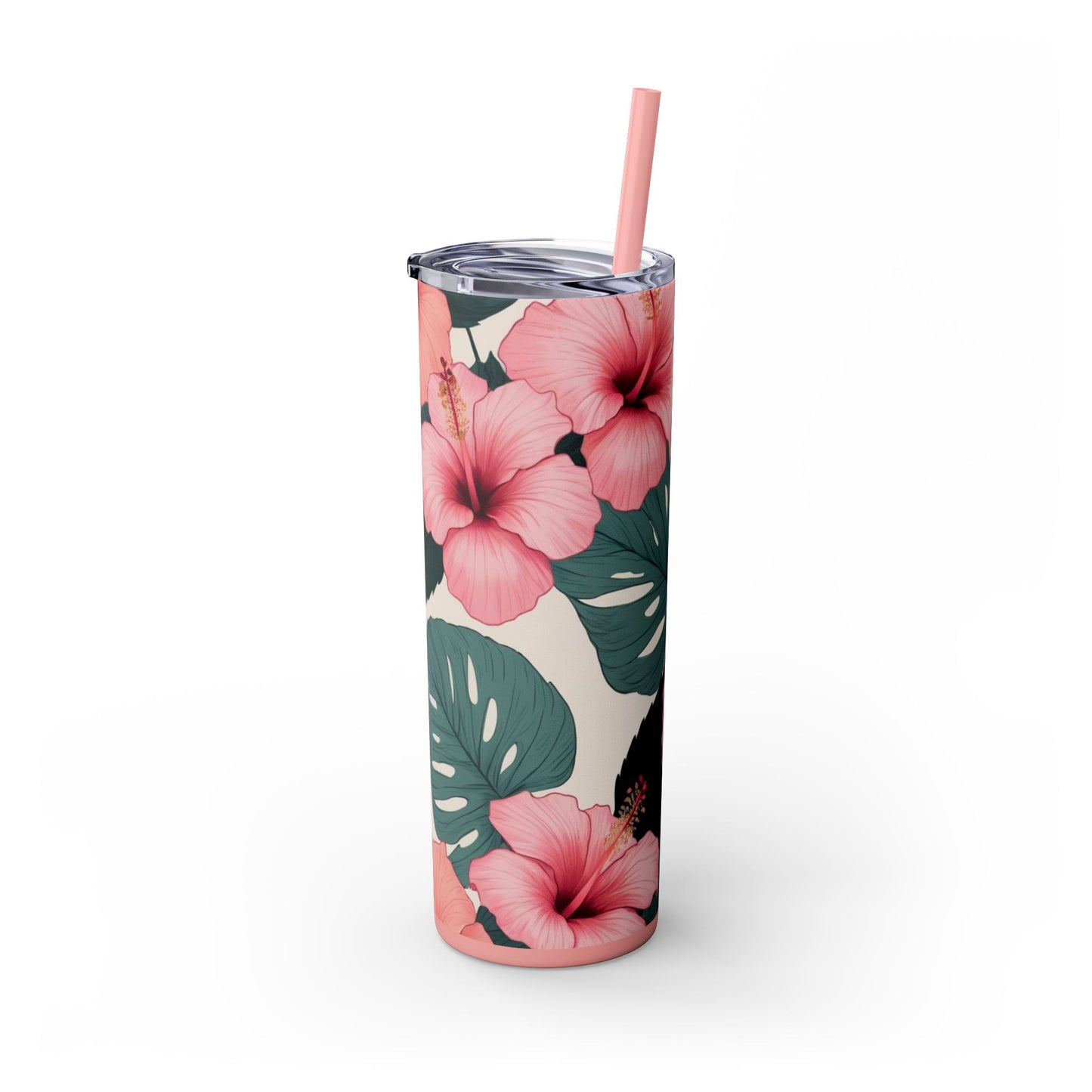 Tropical Hibiscus Skinny Tumbler with Straw 20oz