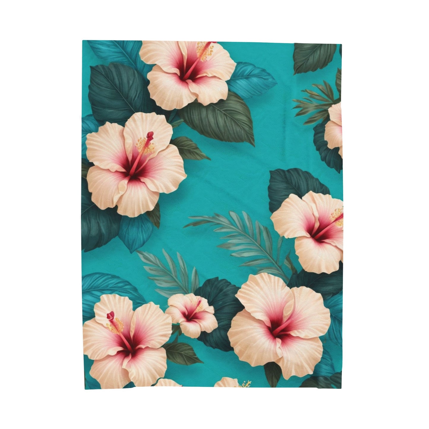 Tropical Floral Velveteen Plush Blanket - Cozy Floral Decor for Home
