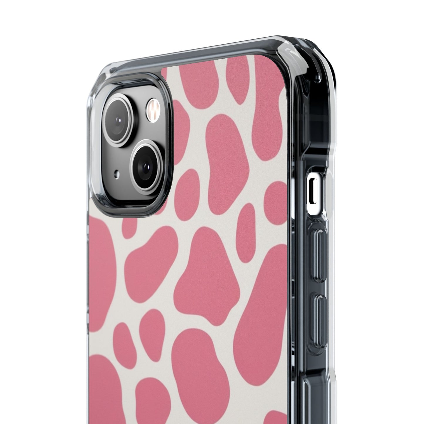 Pink Giraffe Print Magnetic Clear Impact Case for iPhone 16 15 14