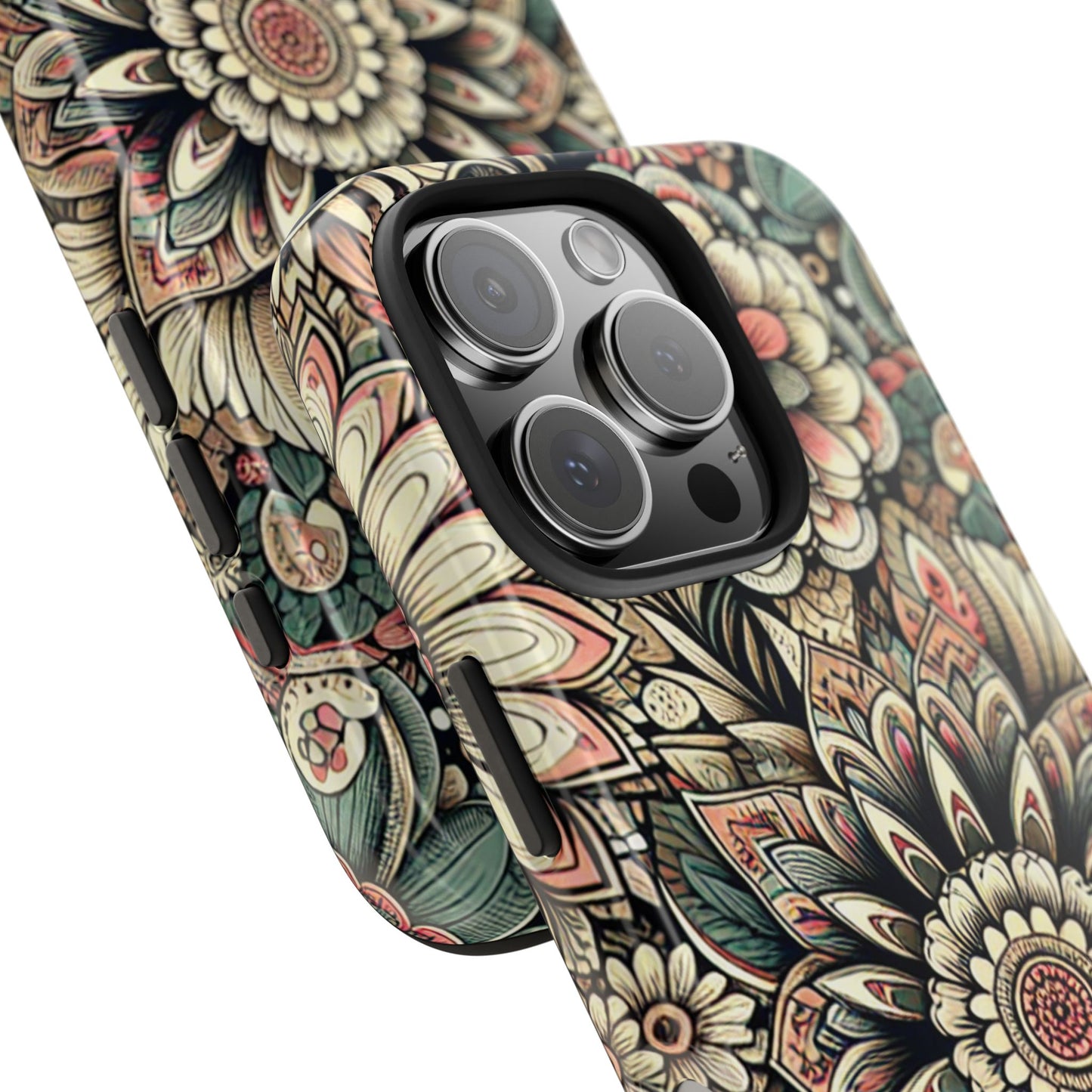 Boho Floral Tough Case for iPhone 16 15 14 13 12 11 X 8 7 Samsung Galaxy S24 S23 S22 S21