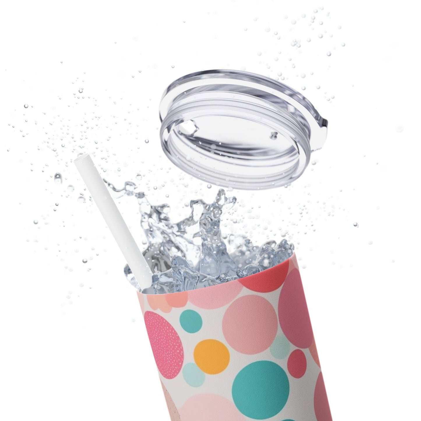 Colorful Polka Dot 20oz Skinny Tumbler with Straw - Fun & Stylish Drinkware