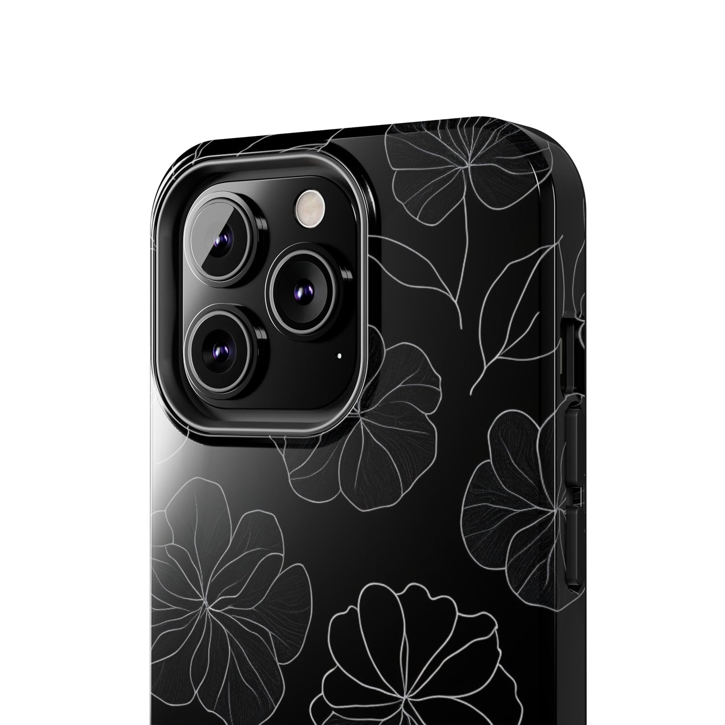 Black Floral Tough Phone Case