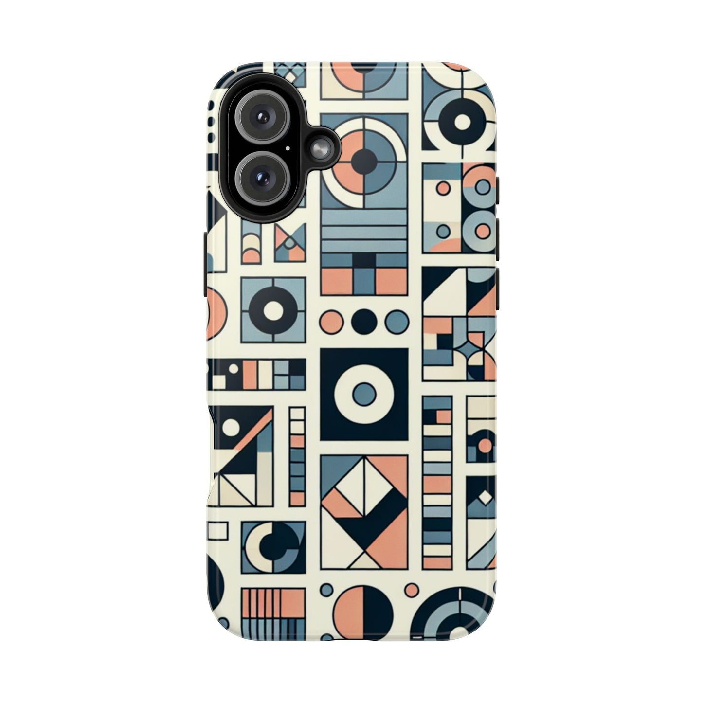 Geometric Print Tough Phone Case for iPhone 16 15 14 13 12 11 X 8 7 Samsung Galaxy S24 S23 S22 S21