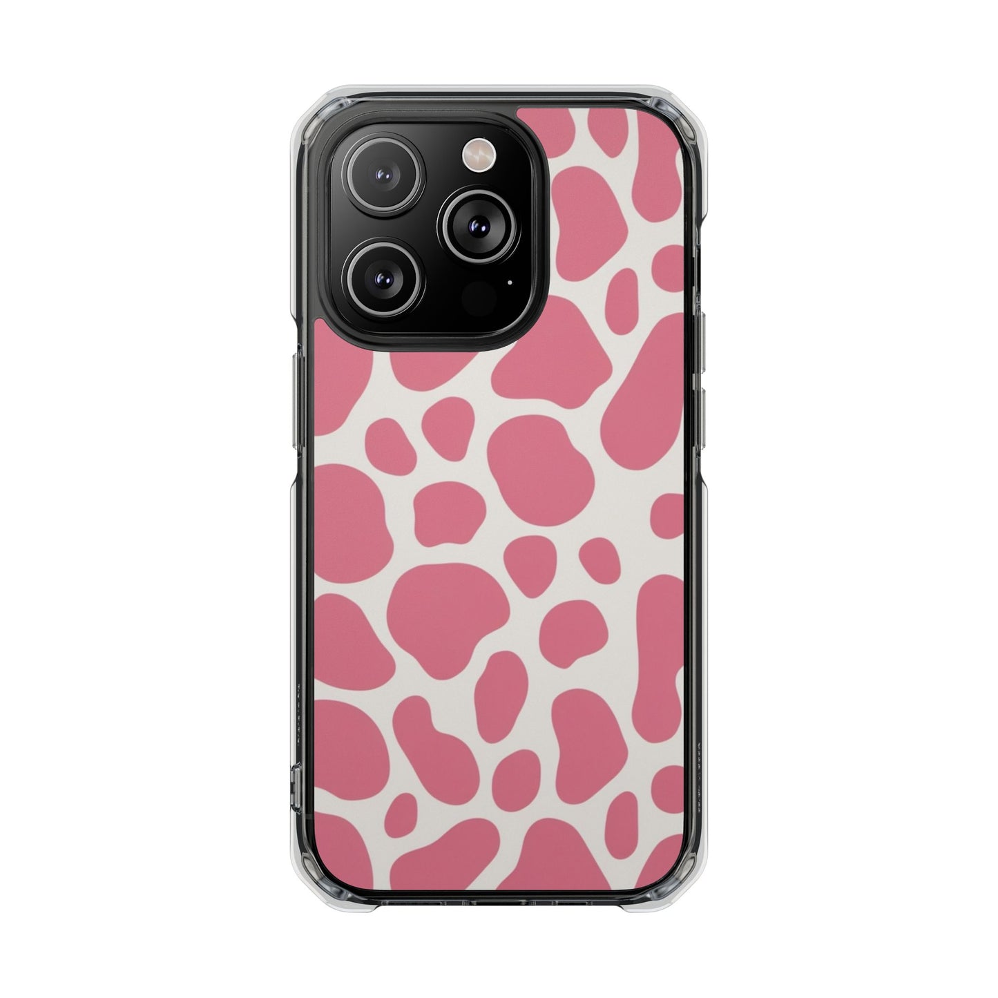 Pink Giraffe Print Magnetic Clear Impact Case for iPhone 16 15 14