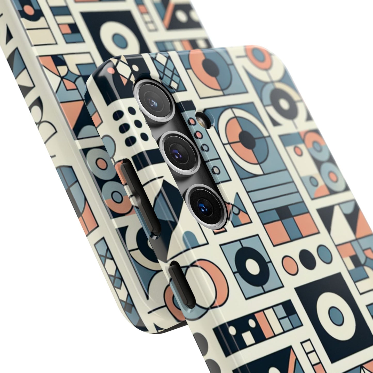 Geometric Print Tough Phone Case for iPhone 16 15 14 13 12 11 X 8 7 Samsung Galaxy S24 S23 S22 S21