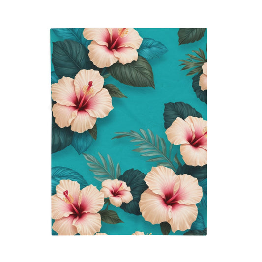 Tropical Floral Velveteen Plush Blanket - Cozy Floral Decor for Home
