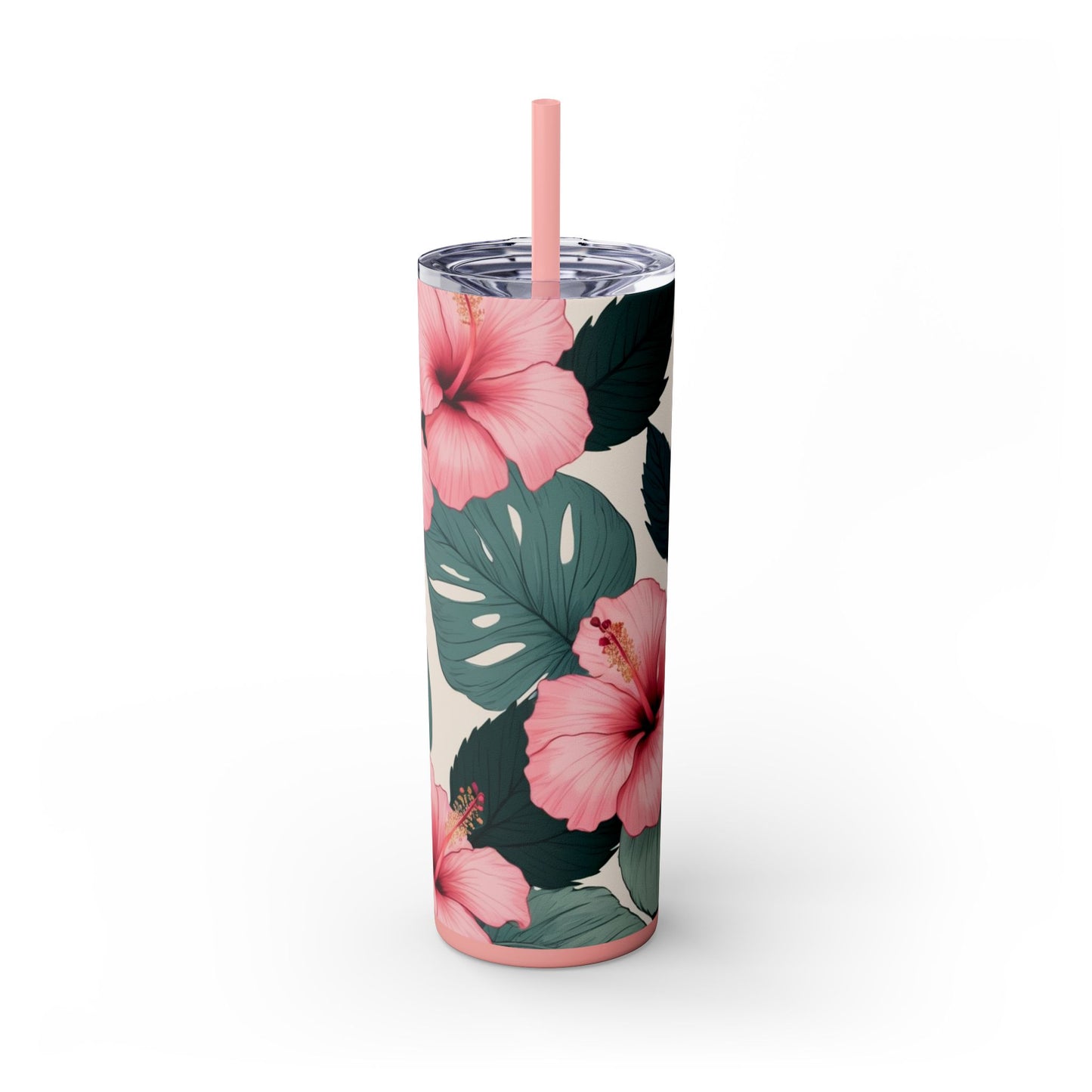 Tropical Hibiscus Skinny Tumbler with Straw 20oz