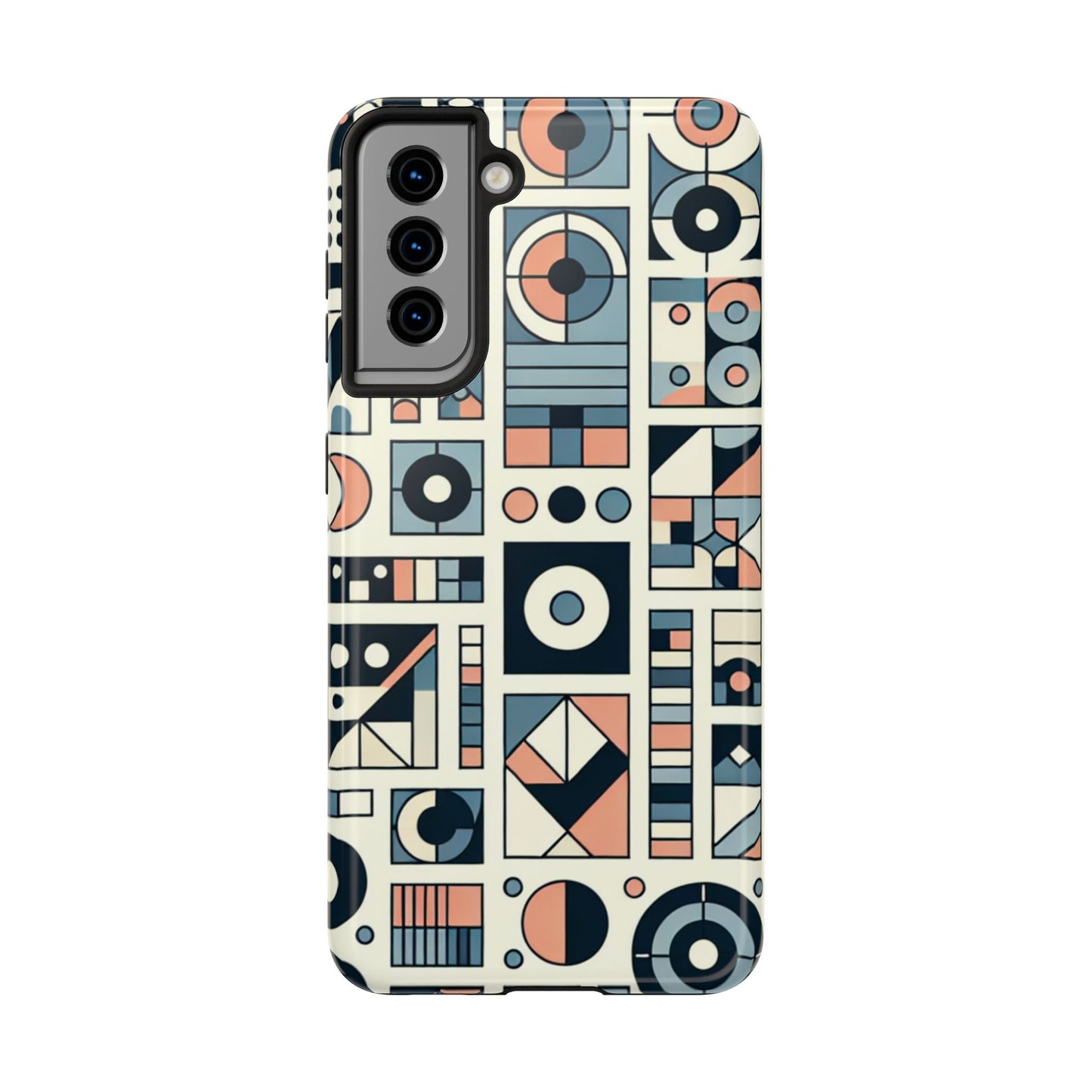 Geometric Print Tough Phone Case for iPhone 16 15 14 13 12 11 X 8 7 Samsung Galaxy S24 S23 S22 S21