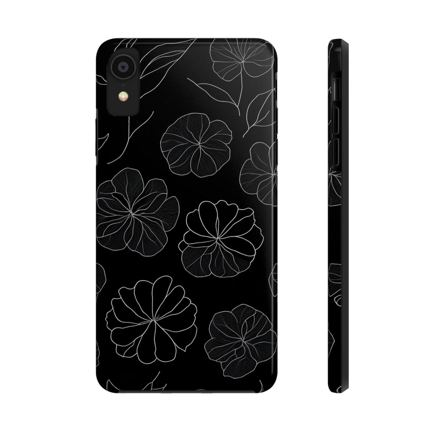 Black Floral Tough Phone Case