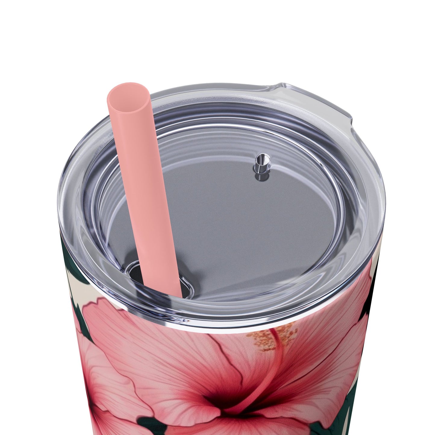 Tropical Hibiscus Skinny Tumbler with Straw 20oz
