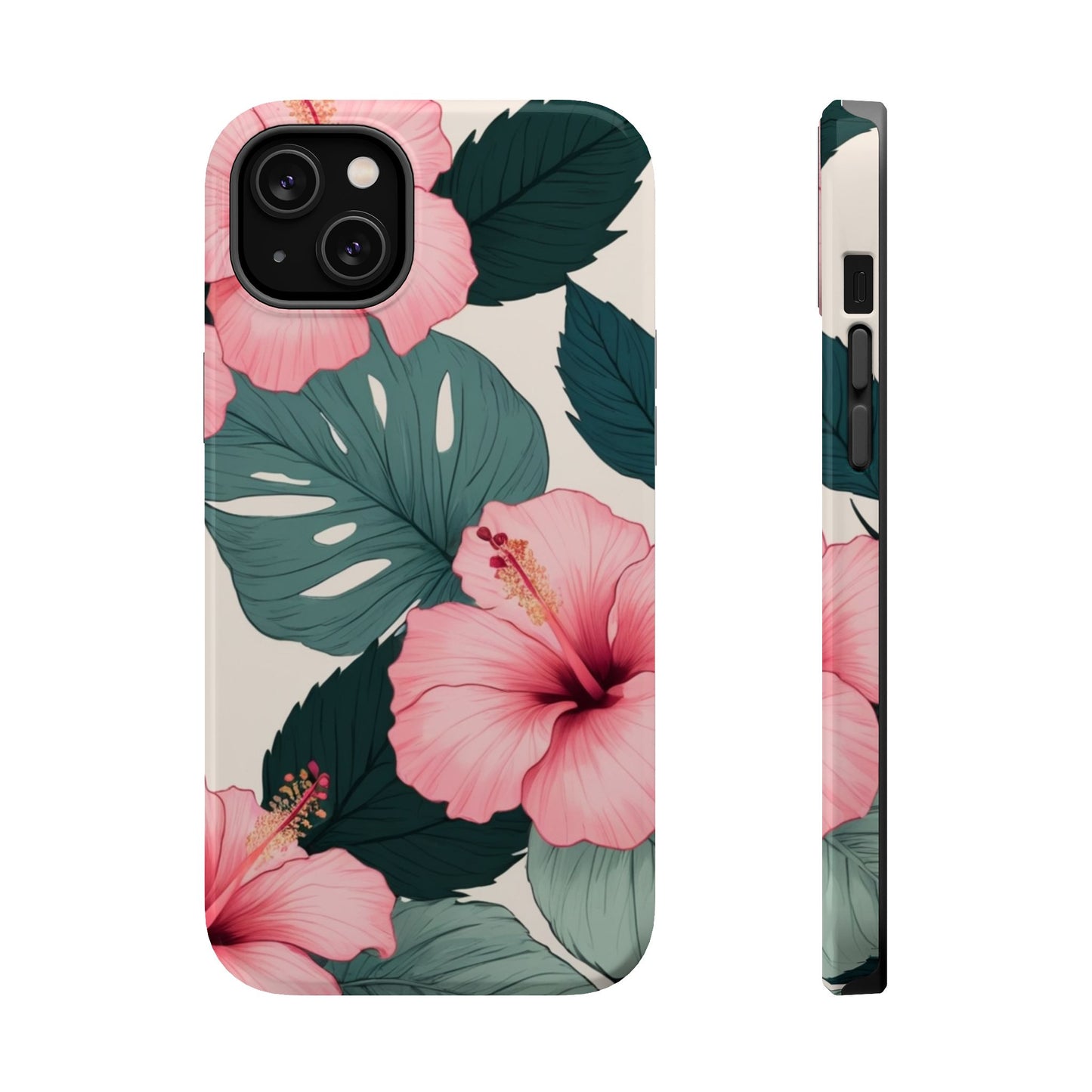 Tropical Hibiscus Magnetic Tough Phone Case for iPhone 13 14 15 16 Models
