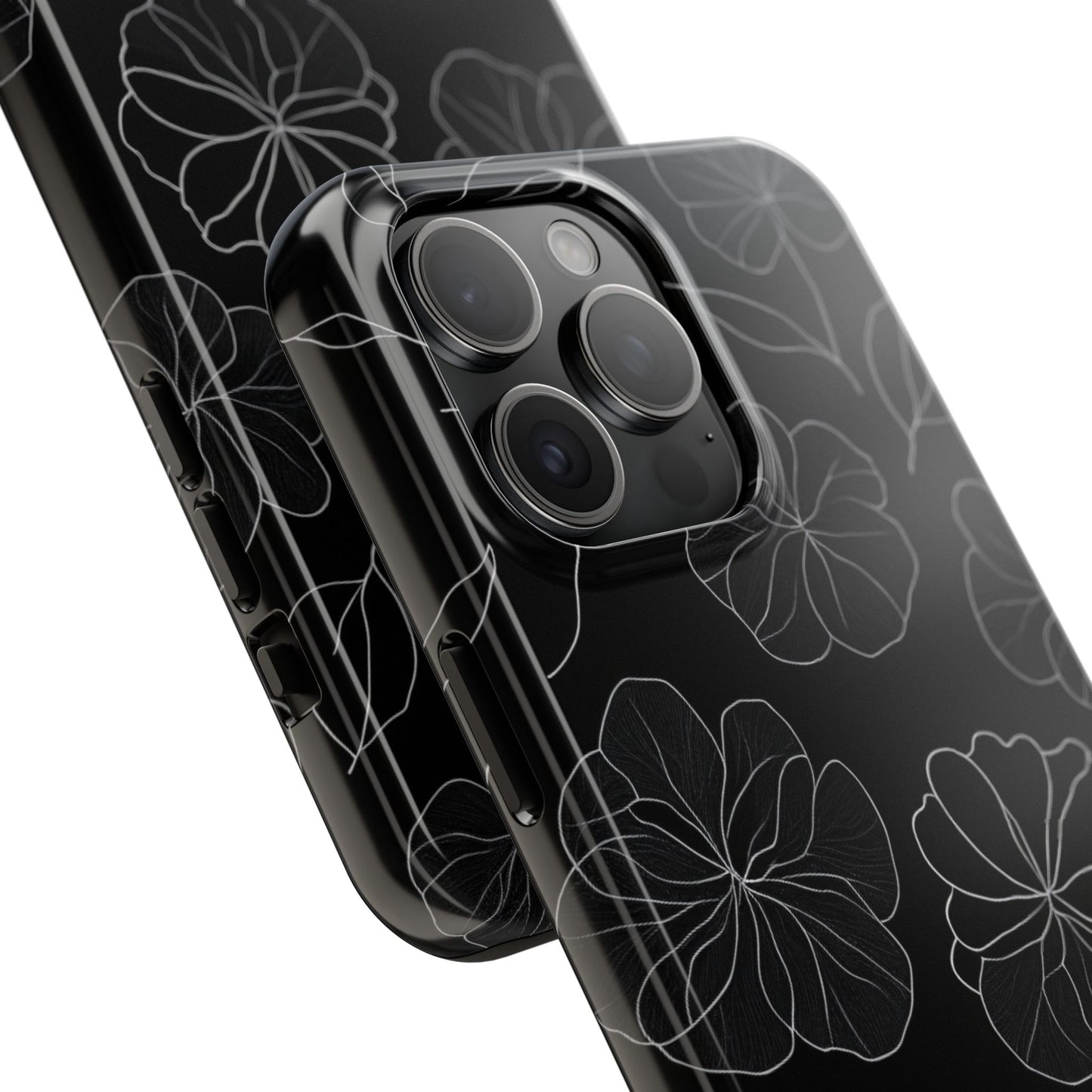 Black Floral Tough Phone Case