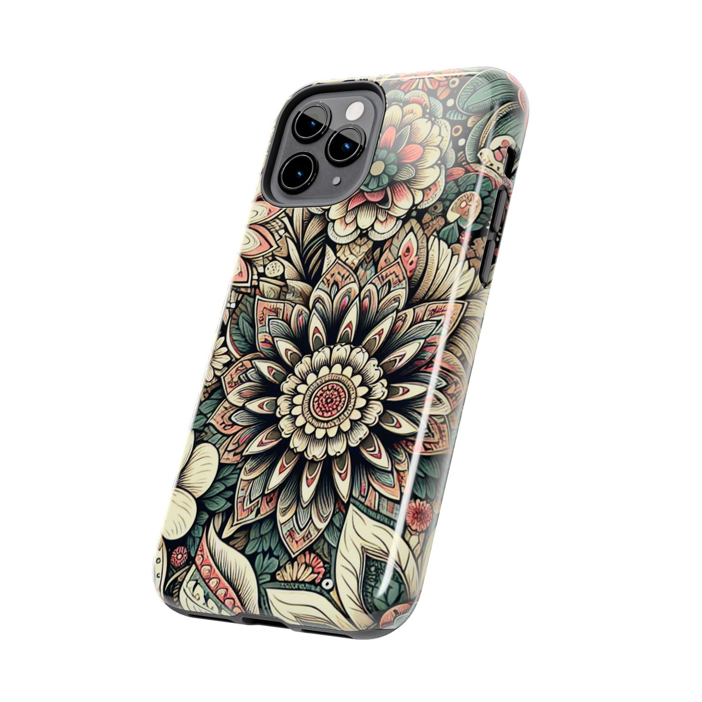 Boho Floral Tough Case for iPhone 16 15 14 13 12 11 X 8 7 Samsung Galaxy S24 S23 S22 S21