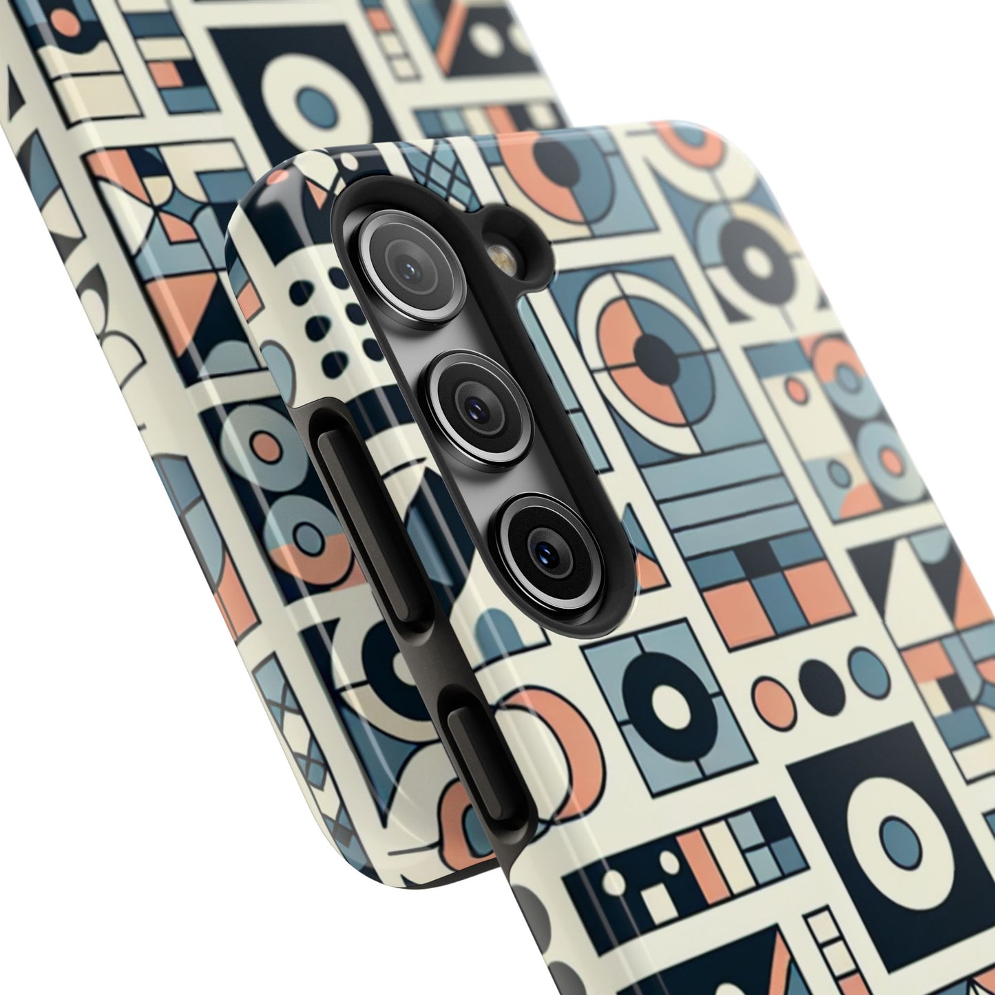 Geometric Print Tough Phone Case for iPhone 16 15 14 13 12 11 X 8 7 Samsung Galaxy S24 S23 S22 S21