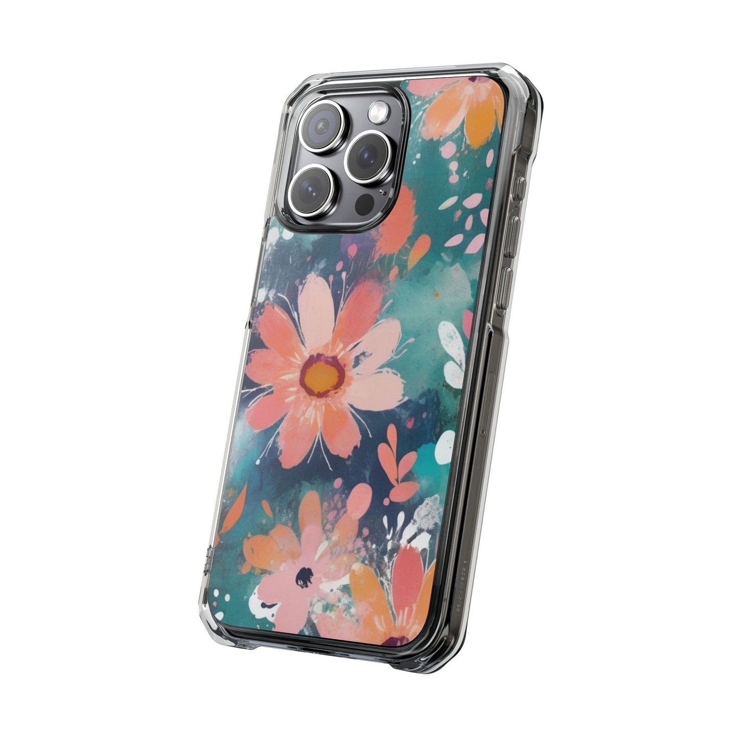 Pastel Floral Magnetic Clear Impact Case for iPhone 16 15 14
